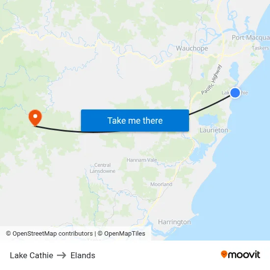 Lake Cathie to Elands map
