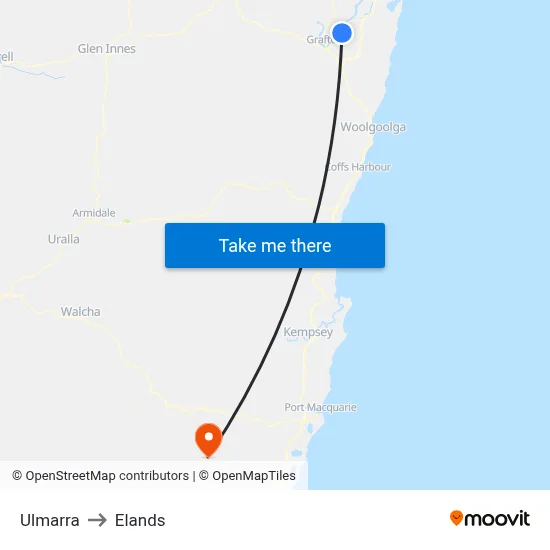 Ulmarra to Elands map