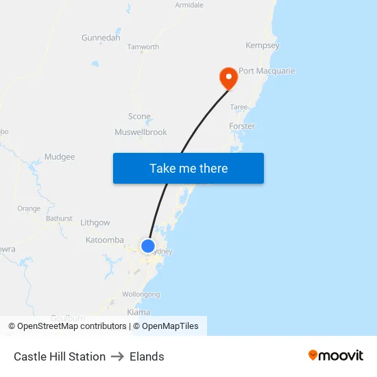 Castle Hill Station to Elands map