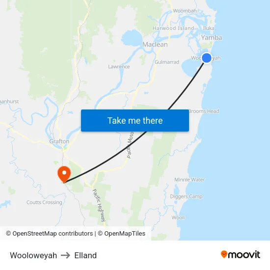 Wooloweyah to Elland map