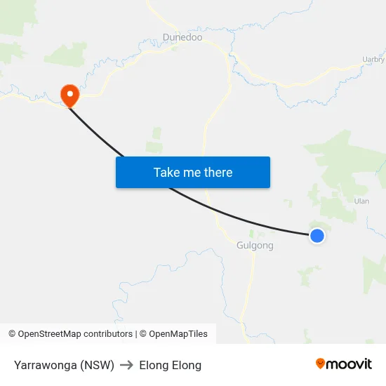 Yarrawonga (NSW) to Elong Elong map