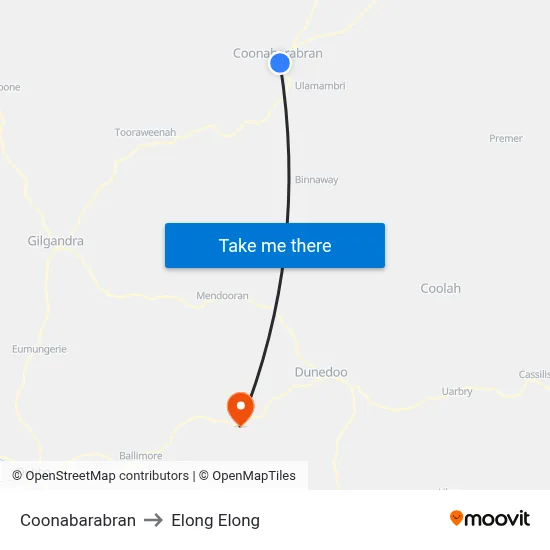Coonabarabran to Elong Elong map