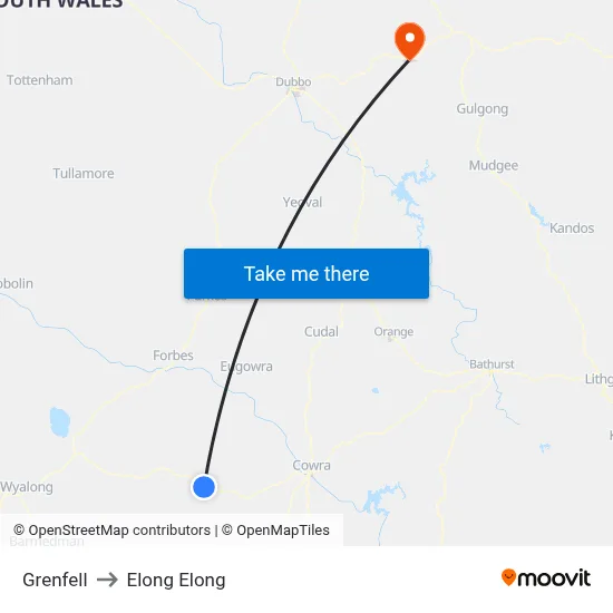 Grenfell to Elong Elong map