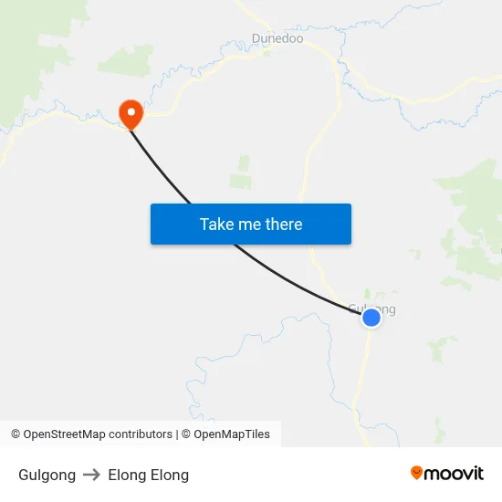 Gulgong to Elong Elong map