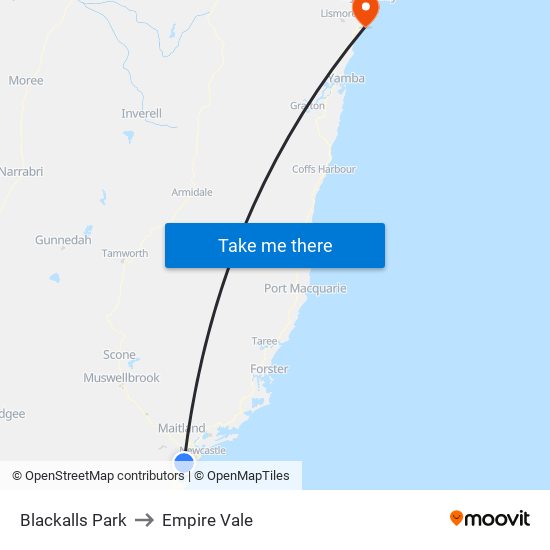 Blackalls Park to Empire Vale map