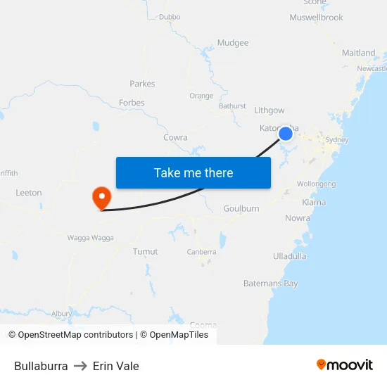 Bullaburra to Erin Vale map