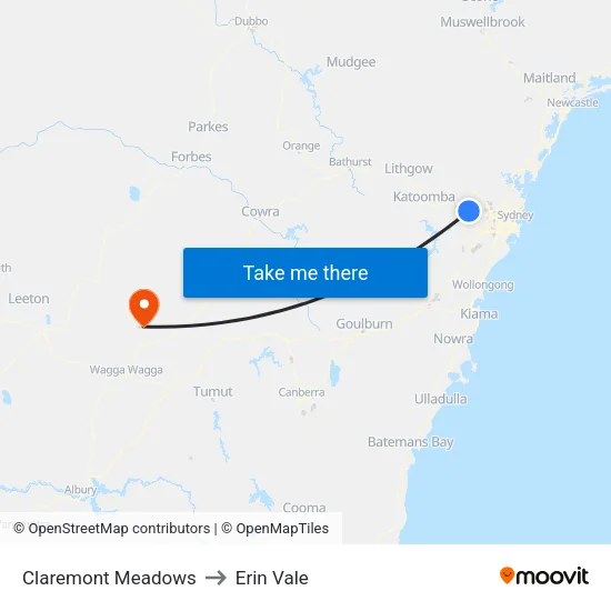 Claremont Meadows to Erin Vale map