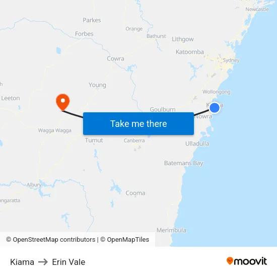 Kiama to Erin Vale map