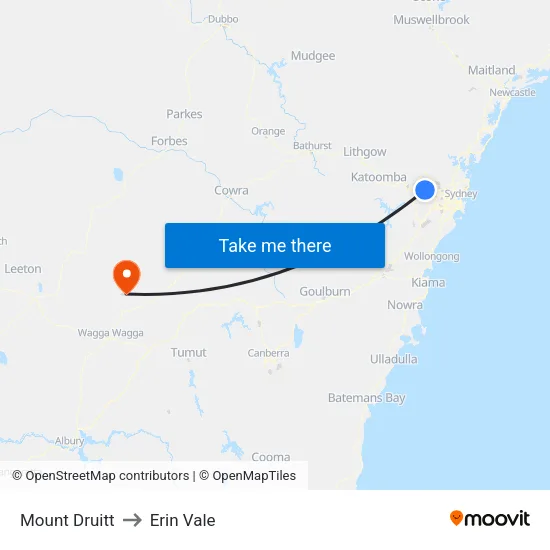 Mount Druitt to Erin Vale map