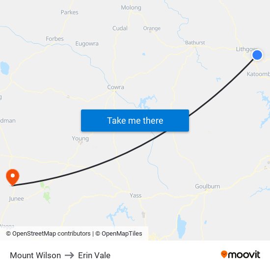 Mount Wilson to Erin Vale map