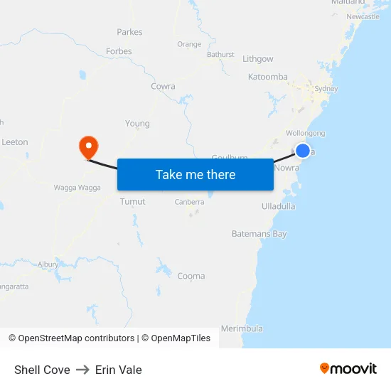 Shell Cove to Erin Vale map
