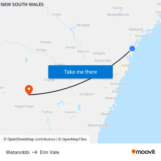 Watanobbi to Erin Vale map
