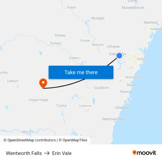 Wentworth Falls to Erin Vale map