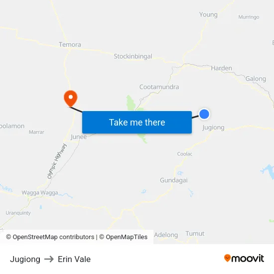 Jugiong to Erin Vale map