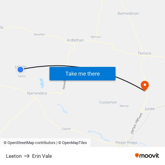 Leeton to Erin Vale map