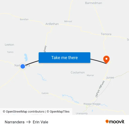 Narrandera to Erin Vale map
