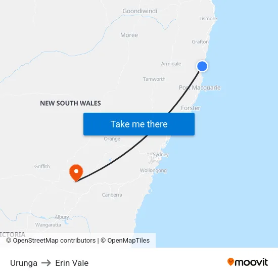 Urunga to Erin Vale map