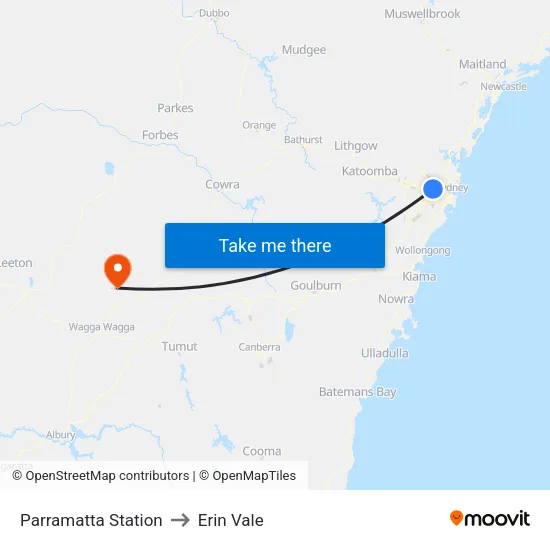 Parramatta Station to Erin Vale map