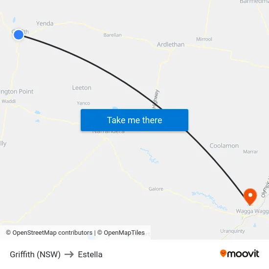 Griffith (NSW) to Estella map