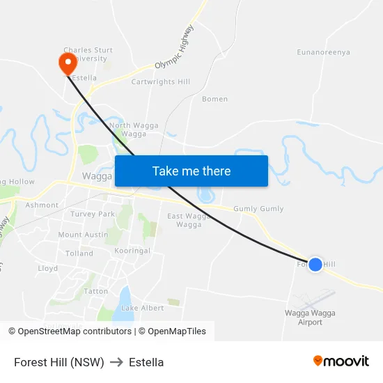 Forest Hill (NSW) to Estella map