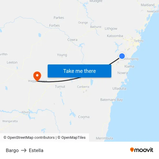 Bargo to Estella map