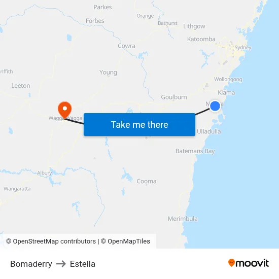 Bomaderry to Estella map
