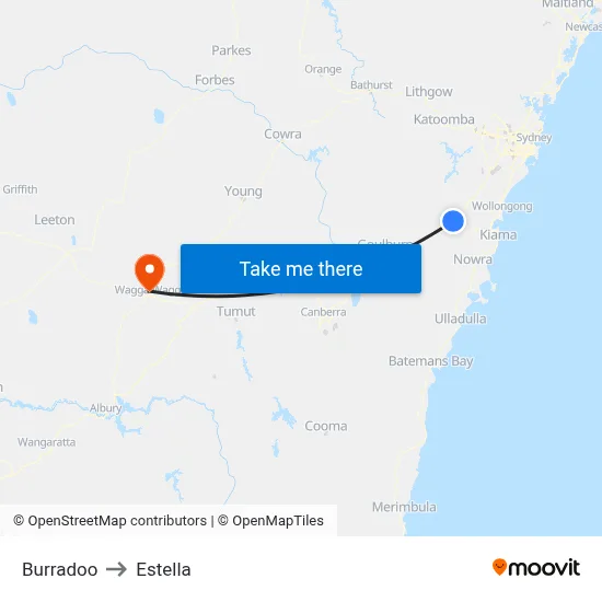Burradoo to Estella map