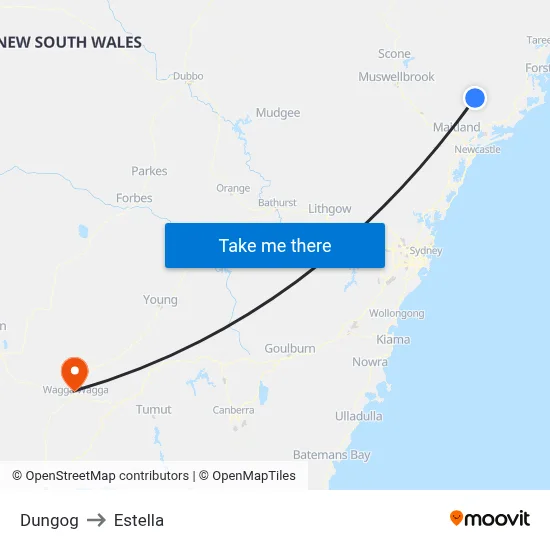 Dungog to Estella map