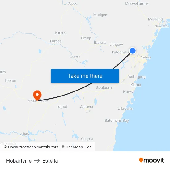 Hobartville to Estella map