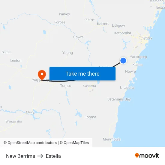 New Berrima to Estella map
