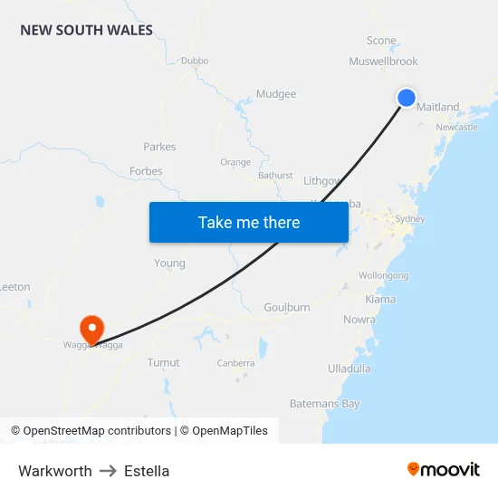 Warkworth to Estella map