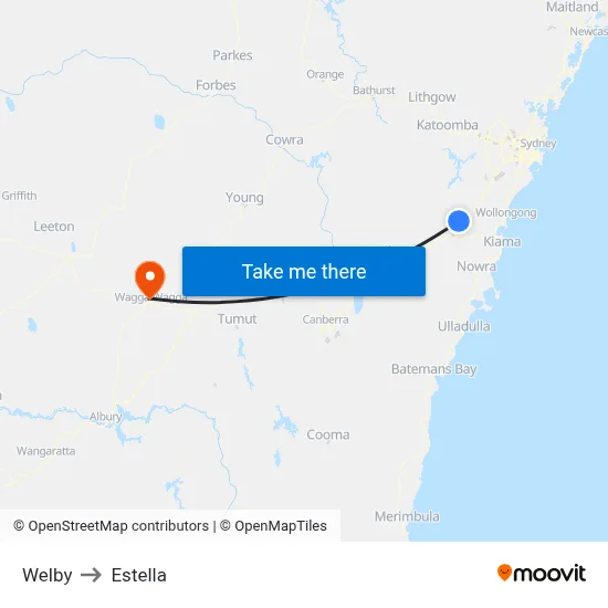 Welby to Estella map