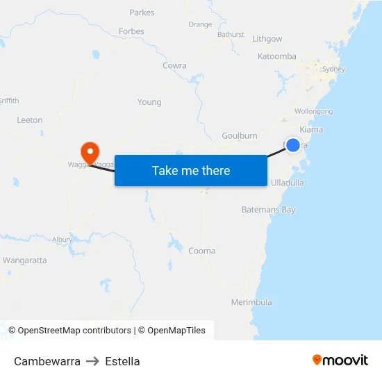 Cambewarra to Estella map