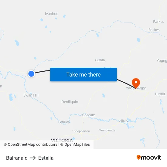 Balranald to Estella map