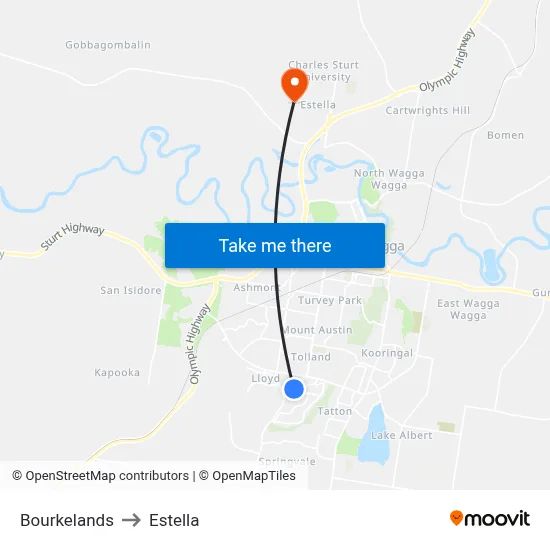 Bourkelands to Estella map