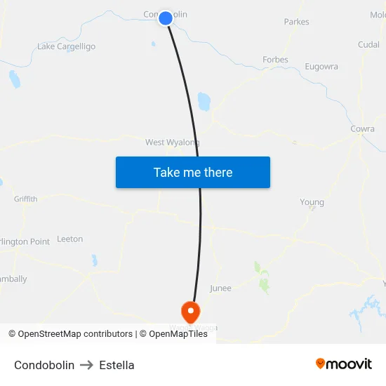 Condobolin to Estella map