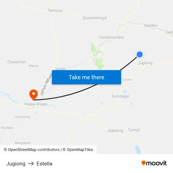 Jugiong to Estella map