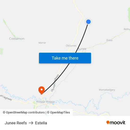Junee Reefs to Estella map