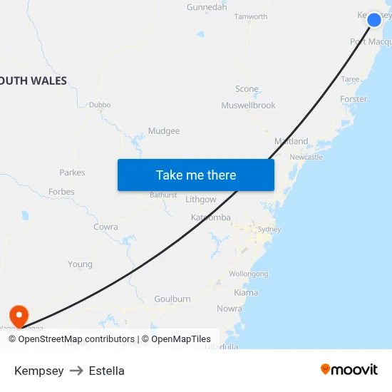Kempsey to Estella map