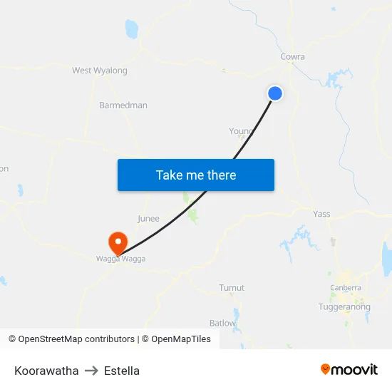 Koorawatha to Estella map