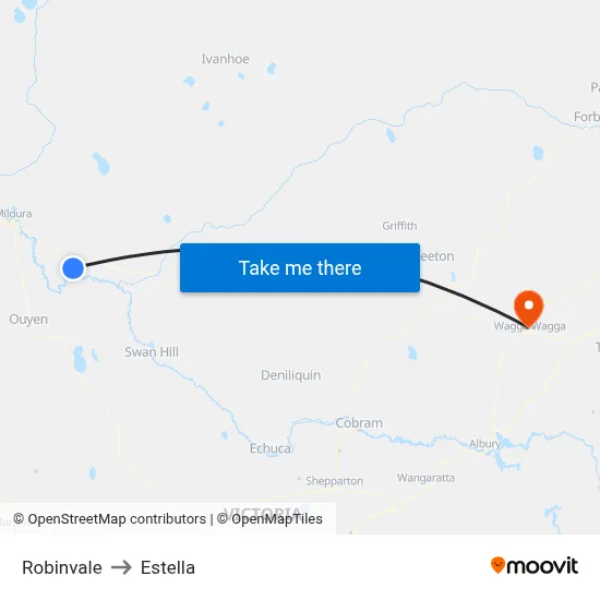 Robinvale to Estella map
