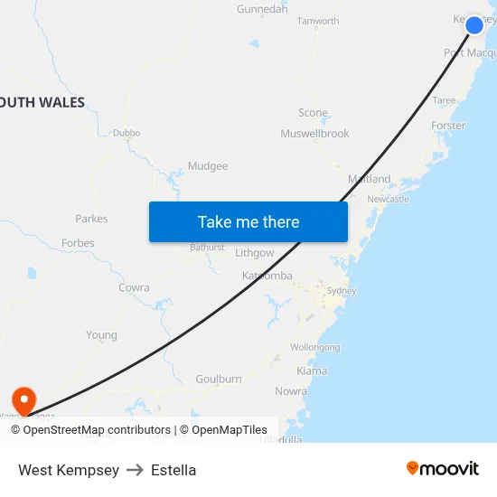 West Kempsey to Estella map
