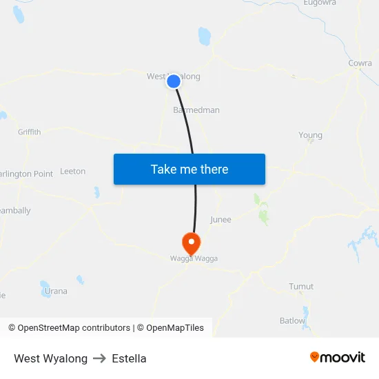 West Wyalong to Estella map