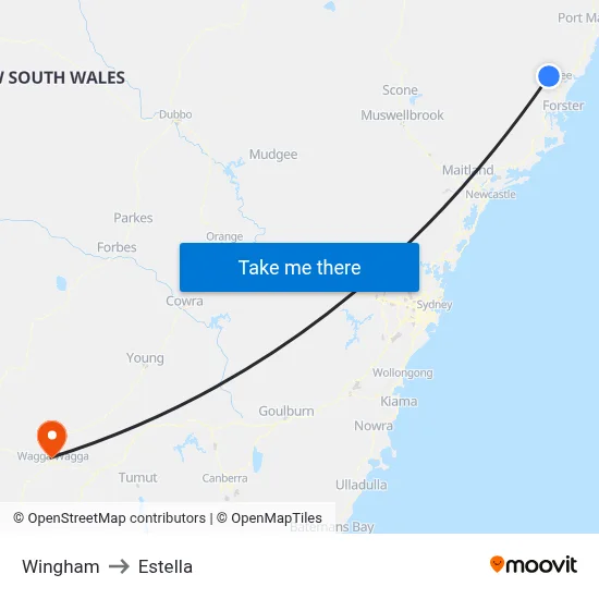 Wingham to Estella map