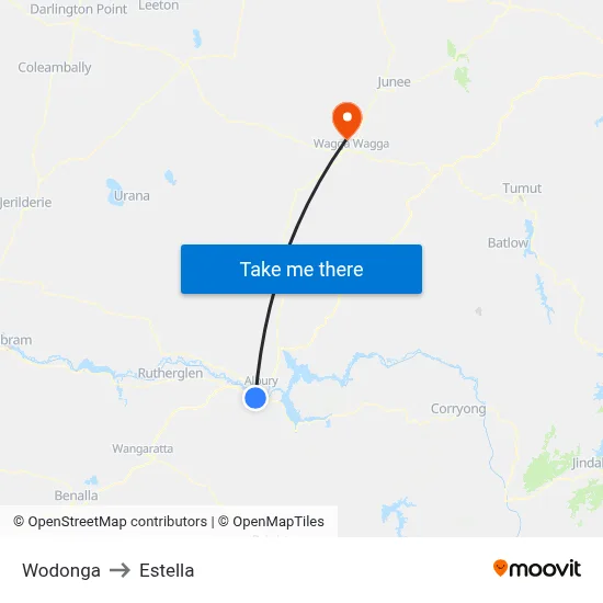 Wodonga to Estella map