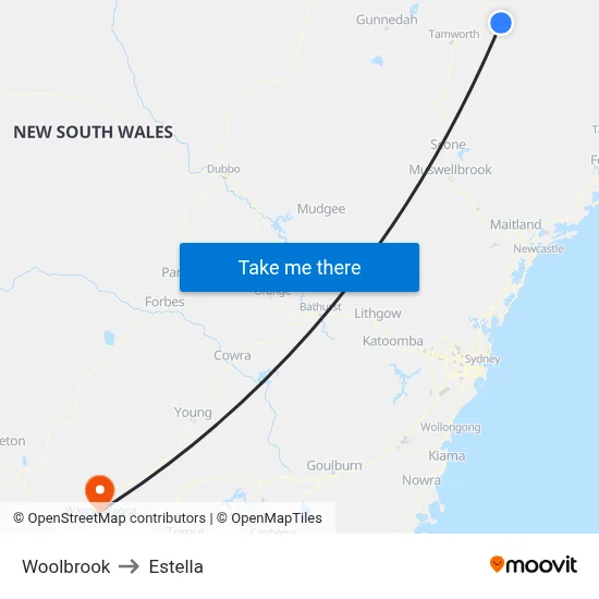 Woolbrook to Estella map