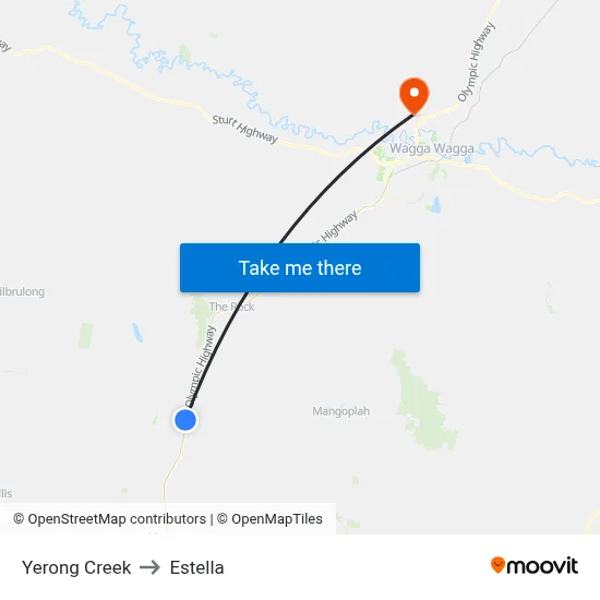 Yerong Creek to Estella map
