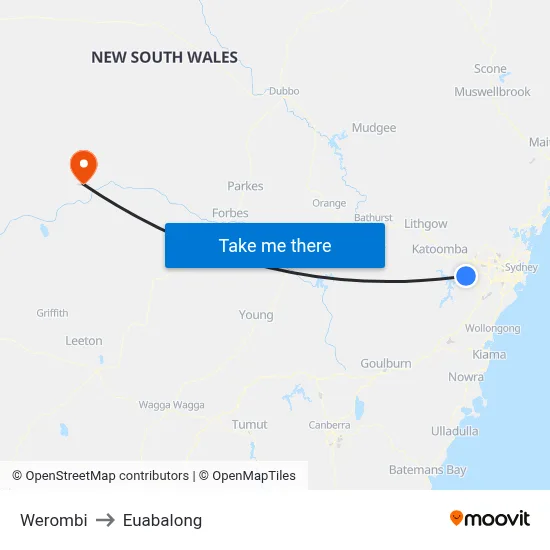 Werombi to Euabalong map