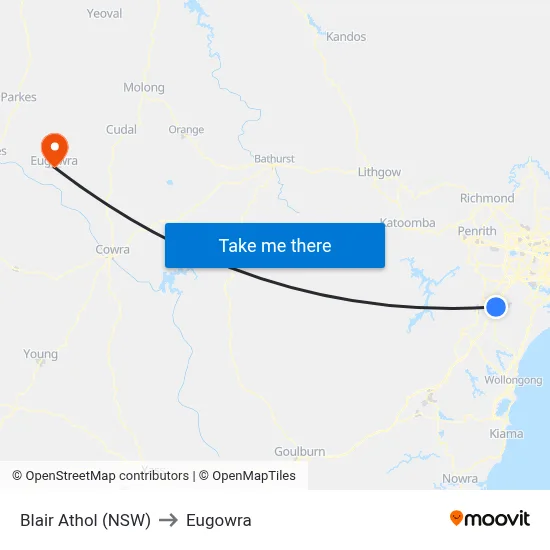 Blair Athol (NSW) to Eugowra map