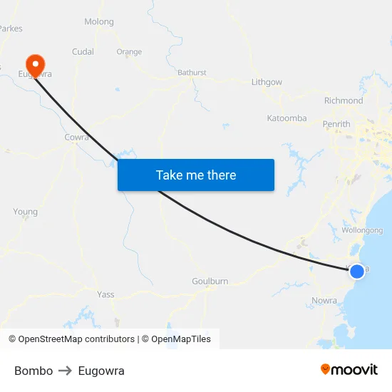 Bombo to Eugowra map